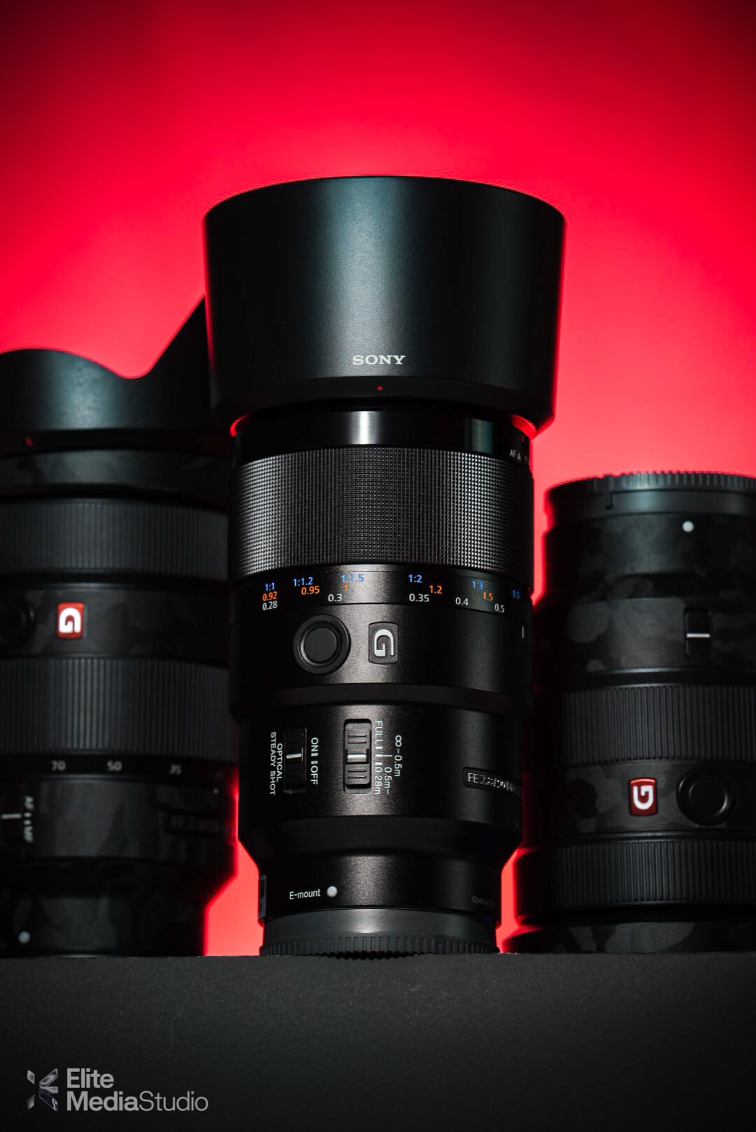 Sony G-series lenses — product photography